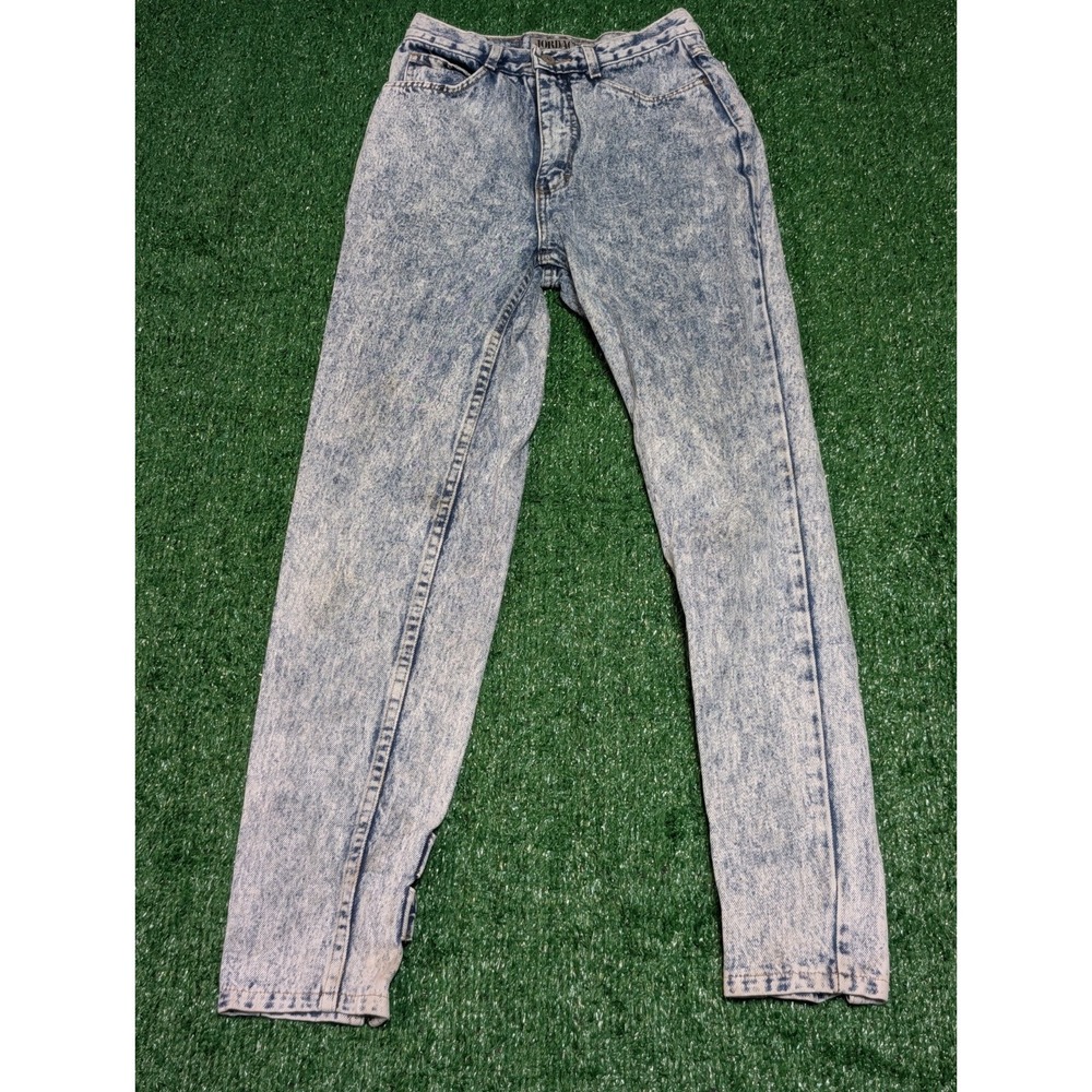 Vintage Jordache Jeans Calf‎ Bows Blue Acid Wash High Waisted  Size 7x28